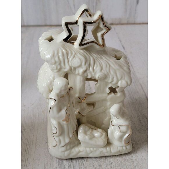 Ceramic nativity scene tea light candle holder Xmas figure - Picture 1 of 6